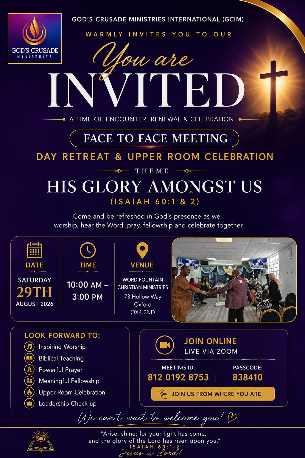 Face to Face Meeting โ GCIM Day Retreat flyer, August 29th 2026, Oxford