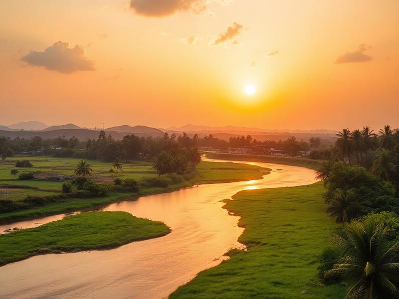 Sunset over the Benue River in Makurdi, Nigeria