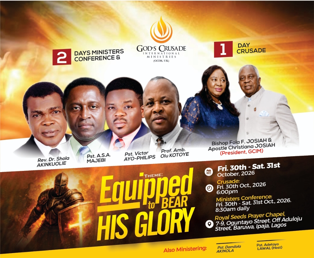 GCIM Lagos 2 days ministers conference and 1 day crusade flyer — 30th to 31st October 2026