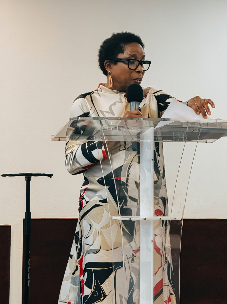 A minister speaking from the lectern during the GCIM Day Retreat 2026